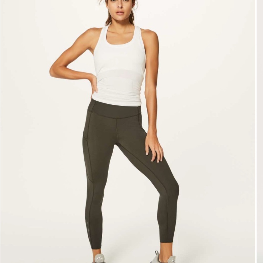 Lululemon Fast & Free 7/8 Tight Olive Green with Mesh size 6